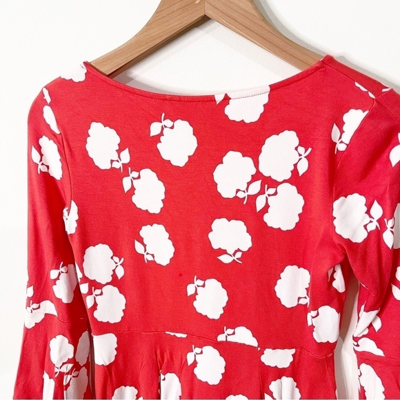 Boden Poppy Red Floral Miriam Floral Jersey A-Line Bell Sleeve Dress Size 4 Long - Picture 6 of 8